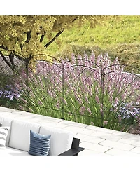 Decorative Black Wire Grid Garden Fence Panels with Arches and Rings