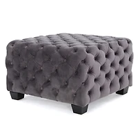 Modern Velvet Glam Ottoman with Diamond Stitching