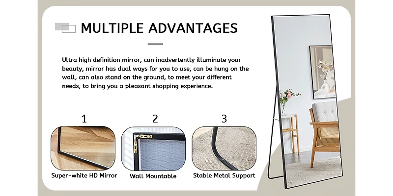 High-Definition Home Mirror with Easy Assembly & True-to-Life Reflection
