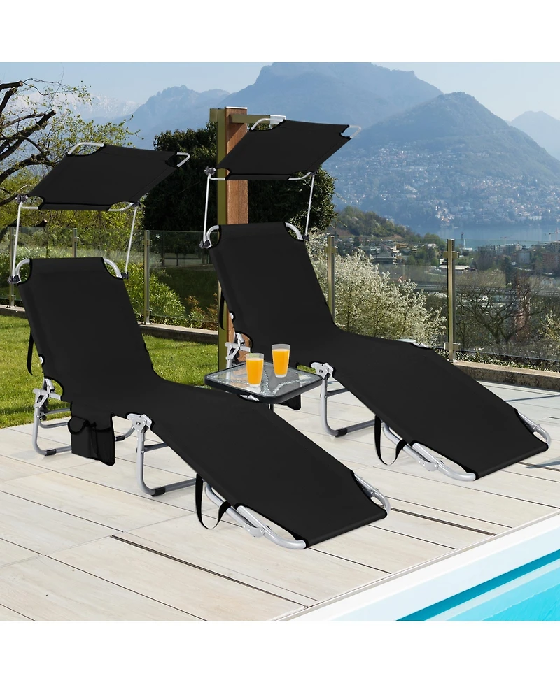 Slickblue Set of 2 Portable Reclining Chair with 5 Adjustable Positions