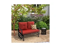 Slickblue Patio 2-Person Glider Bench Rocking Loveseat with Cushioned Armrest