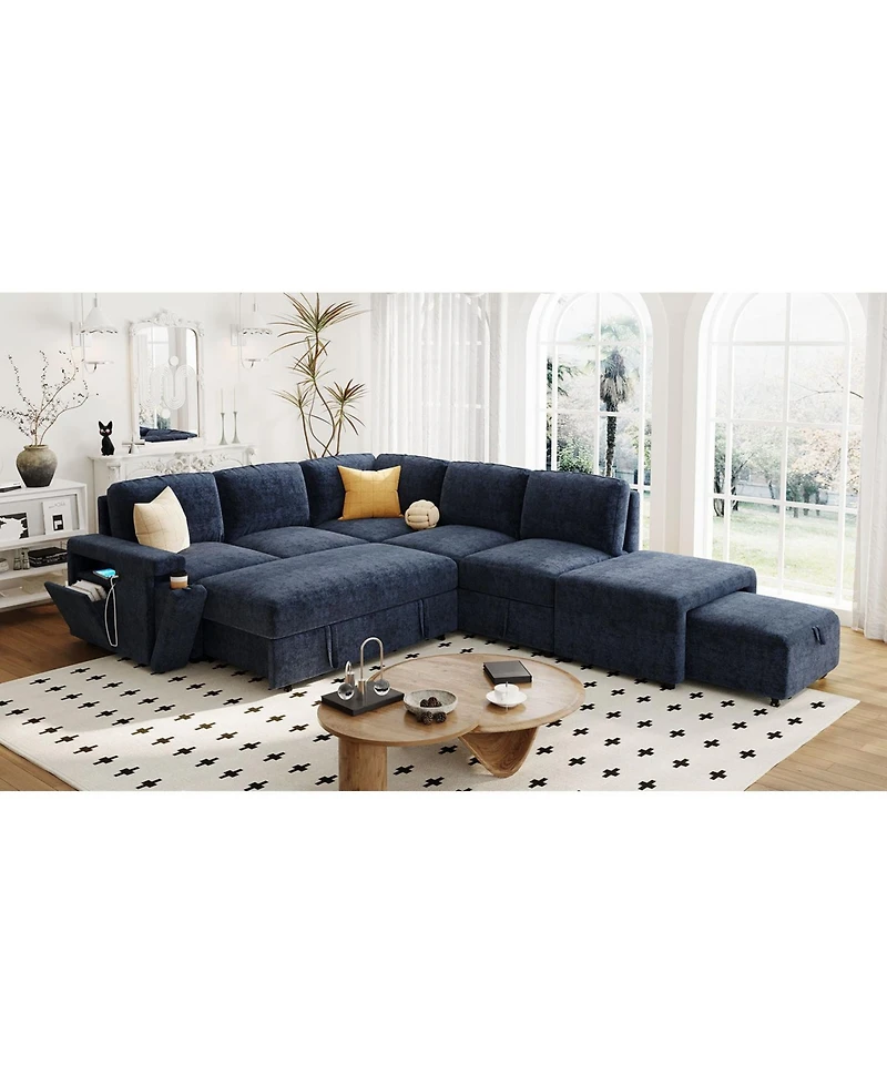 Streamdale Furniture Plush and Practical Expansive 6-Seat L-Shaped Sofa with Storage & Charging