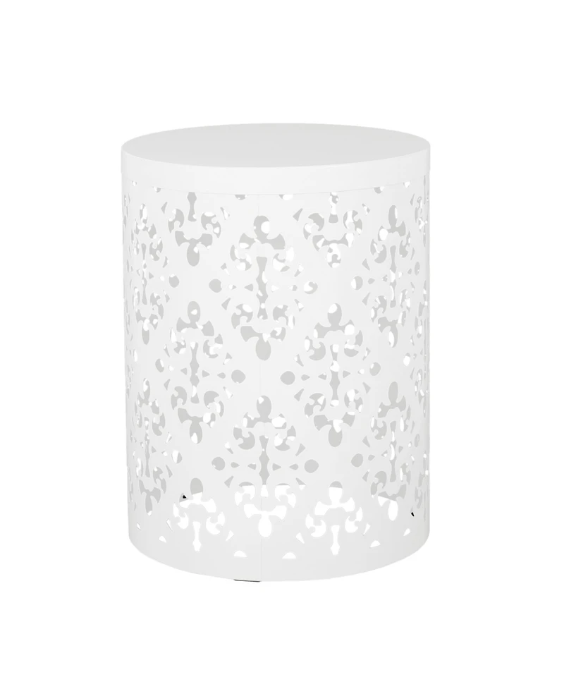 Streamdale Airy Modern Side Table with Iron Cut Floral Design