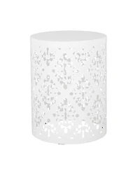 Streamdale Airy Modern Side Table with Iron Cut Floral Design