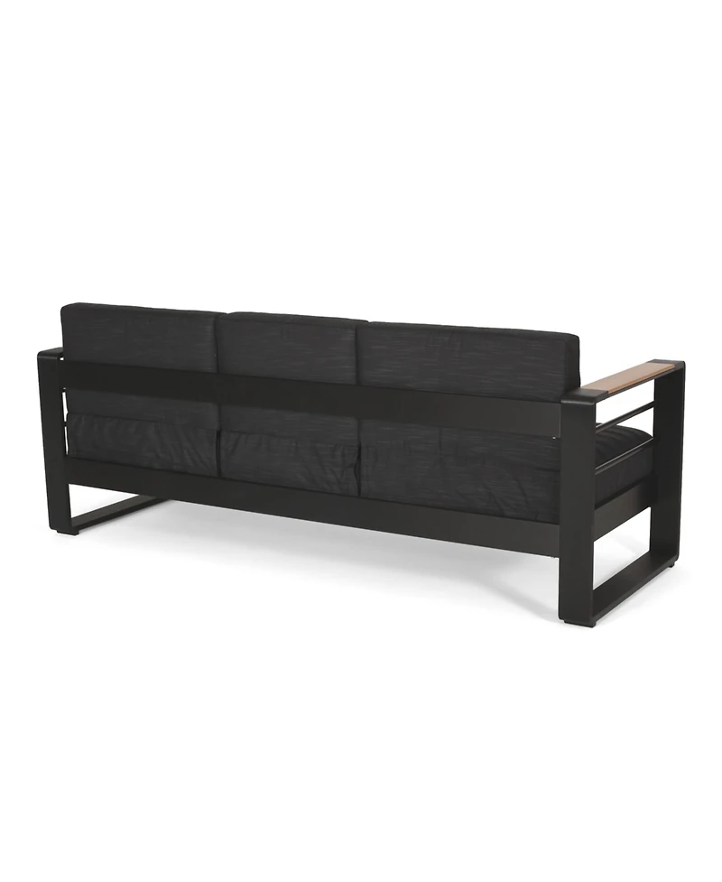 Streamdale Water-Resistant Aluminum Outdoor Sofa with Wood Composite Accents