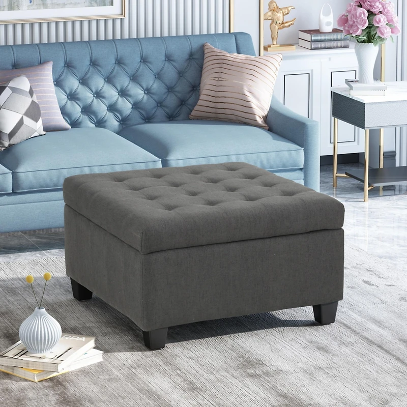 Streamdale Furniture Modern Ottoman with Storage | Plush Upholstery | Contemporary Waffle Stitch