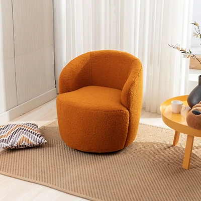 Streamdale Teddy Swivel Barrel Armchair with Metal Ring, Dark