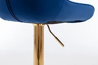 Streamdale Furniture Chrome Footrest And Base Swivel Height Adjustable Mechanical Lifting Velvet + Golden Leg