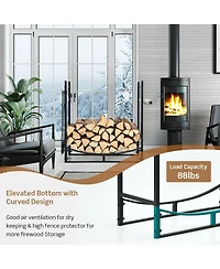 Slickblue Firewood Rack with 4 Tool Set Kindling Holders for Indoor and Outdoor