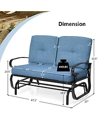 Slickblue 2 Seats Outdoor Swing Glider Chair with Comfortable Cushions