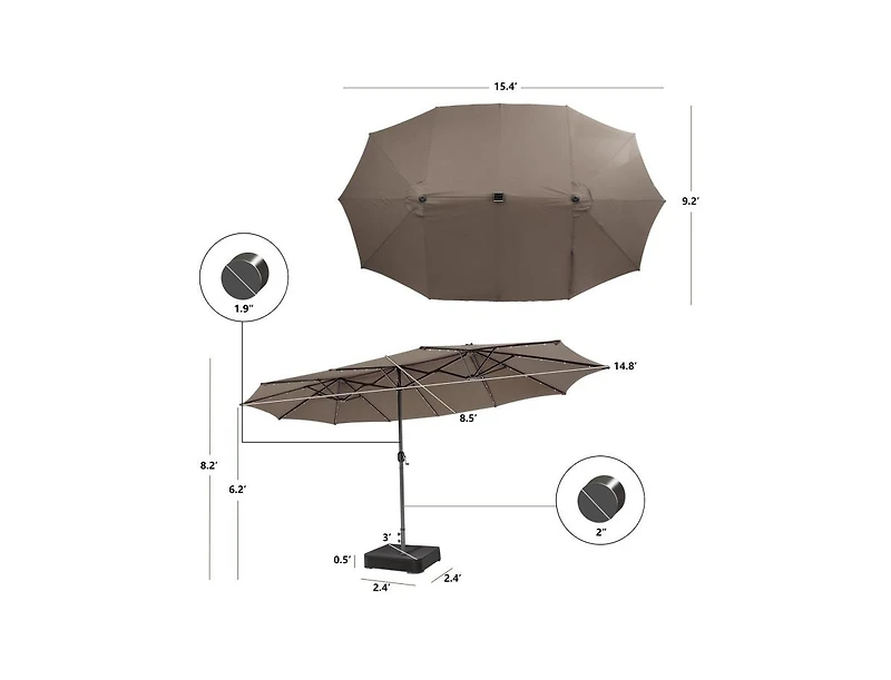 Slickblue Double-Sided Patio Umbrella with 48 Led Lights for Evening Outdoor Shade