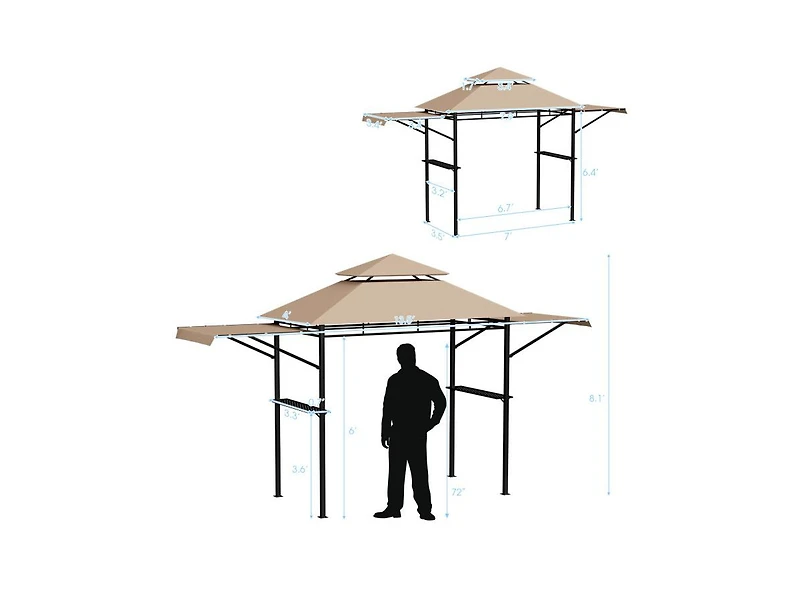 Slickblue 13.5 x 4 Feet Patio Bbq Grill Gazebo Canopy with Dual Side Awnings