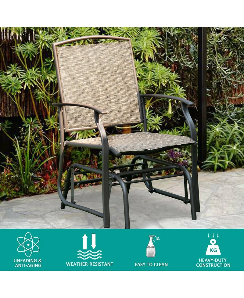 Costway Patio Swing Single Glider Chair Rocking Seating Steel Frame Garden