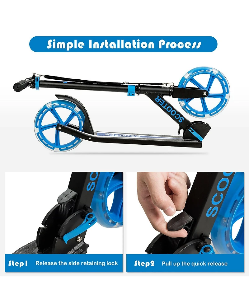 Folding Sports Kick Scooter w/Led Wheels for Kids Teens