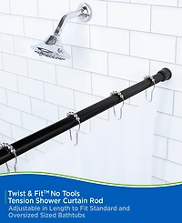 Kenney Twist Fit No Tools Shower Curtain Rod, 42-72"