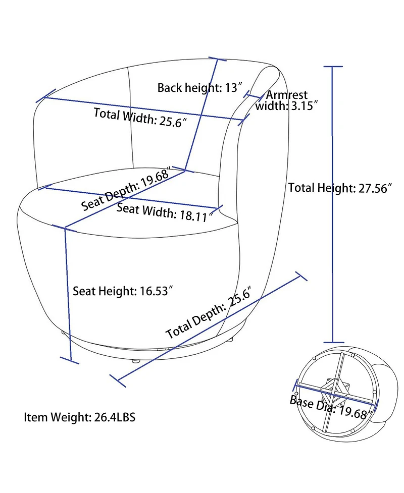 Streamdale Swivel Accent Barrel Chair with Metal Ring
