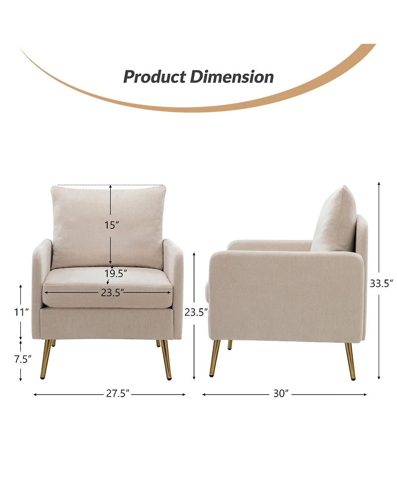 Hulala Home Modern Armchair with Metal Legs