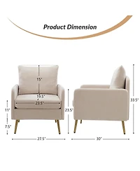 Hulala Home Modern Armchair with Metal Legs