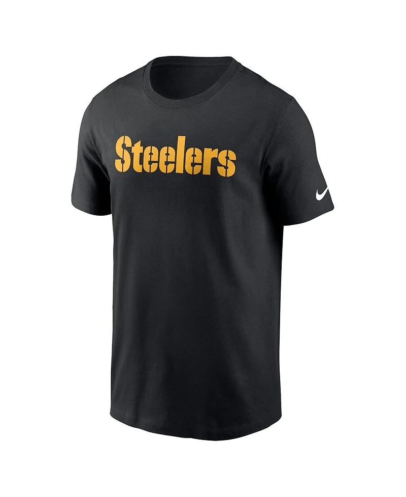 Nike Men's Black Pittsburgh Steelers Primetime Wordmark Essential T-Shirt