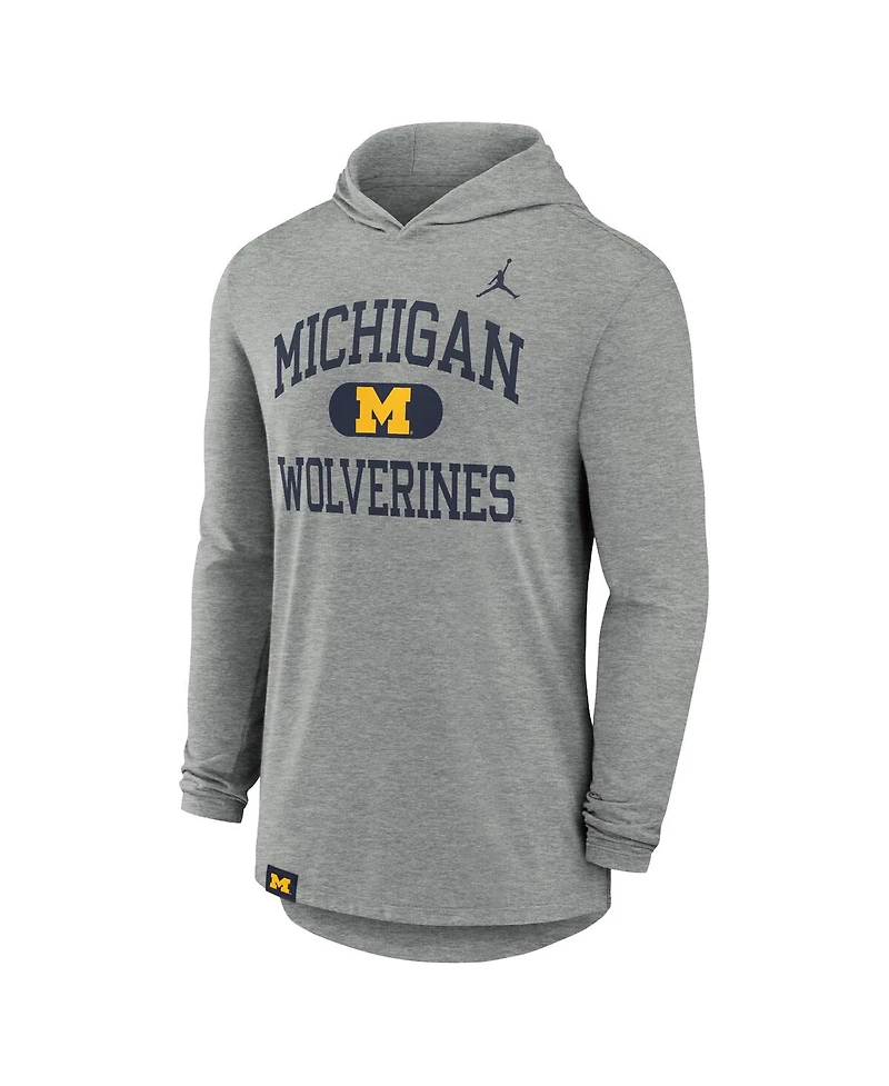 Jordan Men's Heather Gray Michigan Wolverines Blitz Hoodie Long Sleeve T-Shirt