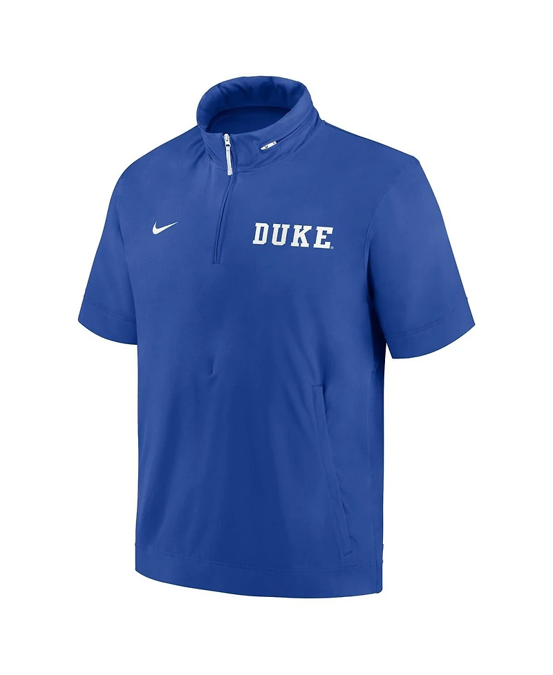 Nike Men's Royal Duke Blue Devils 2024 Sideline Coach Short Sleeve Half-Zip Hoodie Jacket