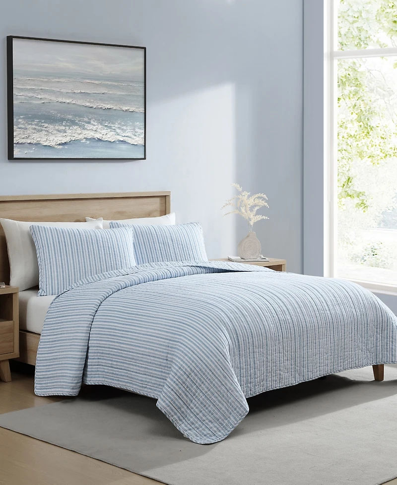 Nautica Coleridge Stripe Reversible 3 Piece Quilt Set