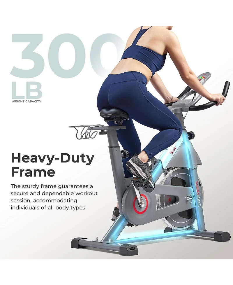 Sunny Health & Fitness Smart Indoor Cycling Magnetic Resistance Exercise Bike with Pulse Sensor, Dumbbell Holder, Bluetooth Connectivity with SunnyFit