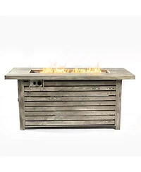 Streamdale 54inch Outdoor Fire Table Steel Fire Pit Table with Wood Grain Surface