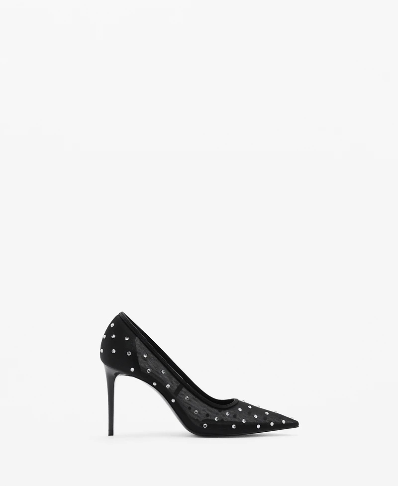 Mango Women's Glitter Mesh Heeled Shoes