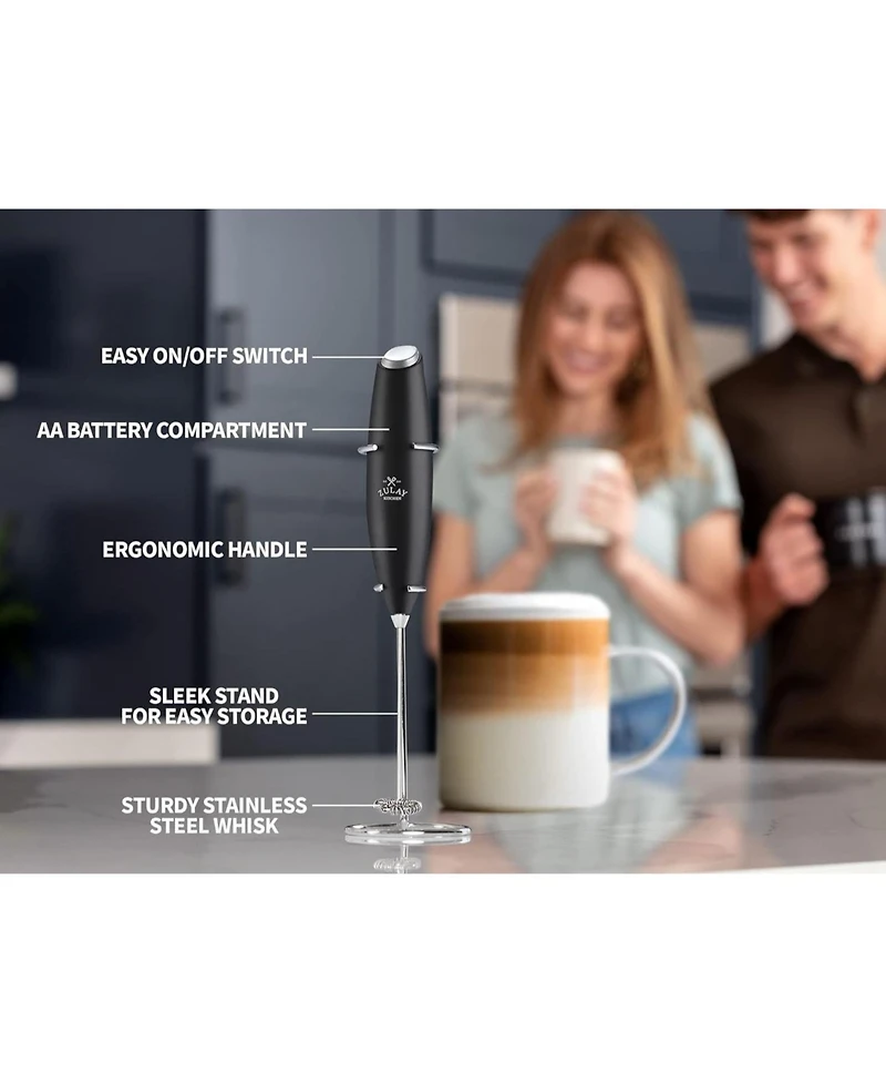 Zulay Kitchen Duracell Powered Milk Frother Og with Stand
