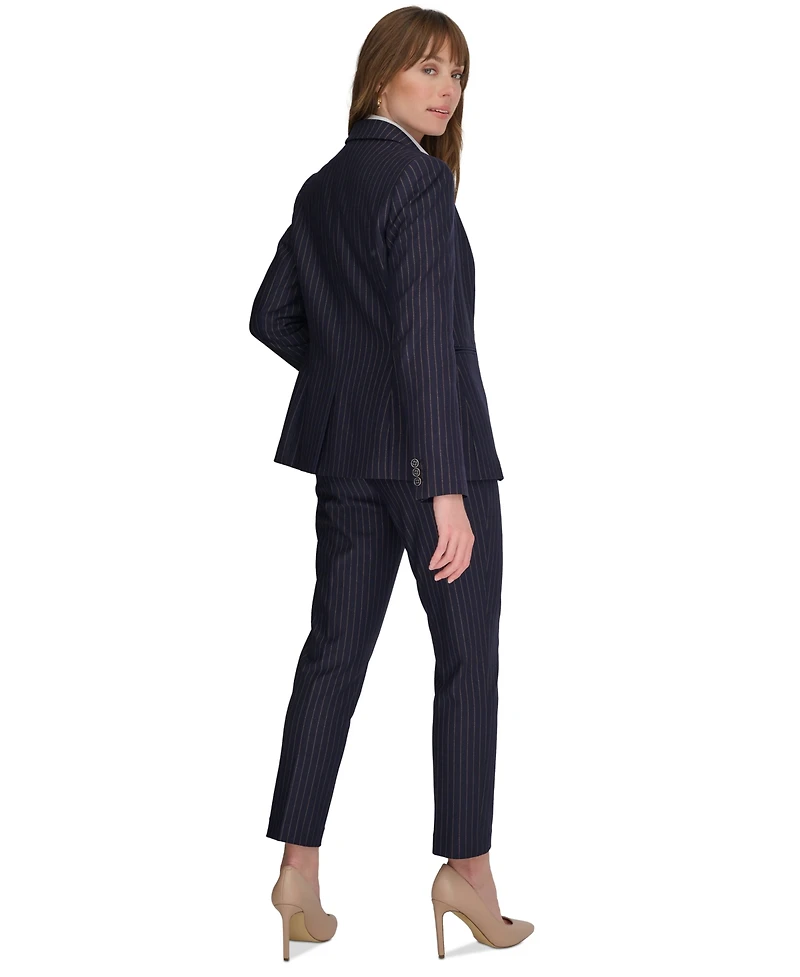 Tommy Hilfiger Women's Pinstripe Slim-Fit Single-Button Blazer