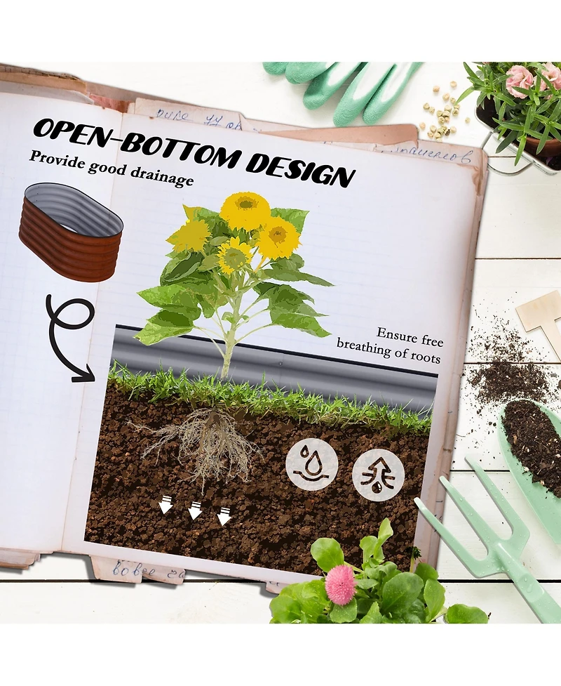 Modular Galvanized Raised Garden Bed Kit with Improved Safety Edging