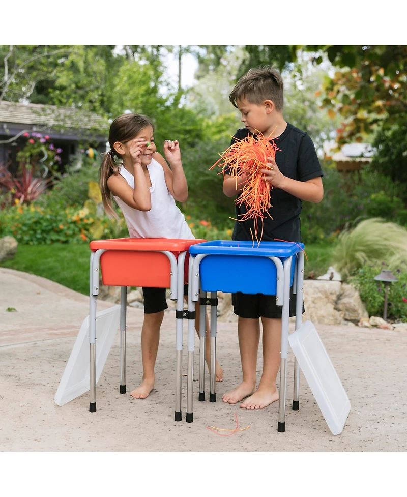 ECR4Kids 2-Station Sand and Water Adjustable Play Table, Seafoam/Emerald