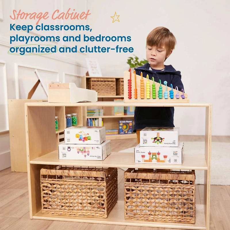 ECR4Kids Streamline 2-Shelf Storage Cabinet, 24in High, Natural