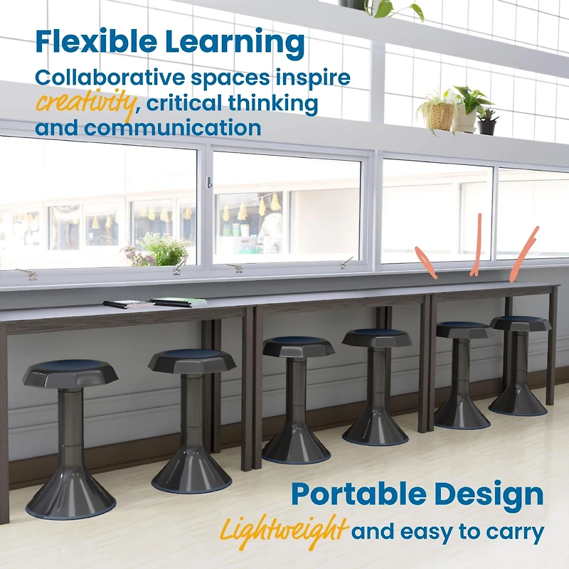 ECR4Kids Ace Active Core Engagement Wobble Stool, 20-Inch Seat Height, Black