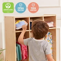ECR4Kids Streamline 3-Section Coat Locker, Natural, 1