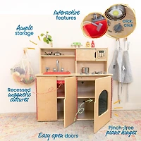 ECR4Kids 4-in-1 Kitchen, Sink, Stove, Oven, Microwave and Storage, Natural