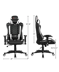 Massage Gaming Chair Reclining Racing Chair w/Lumbar Support