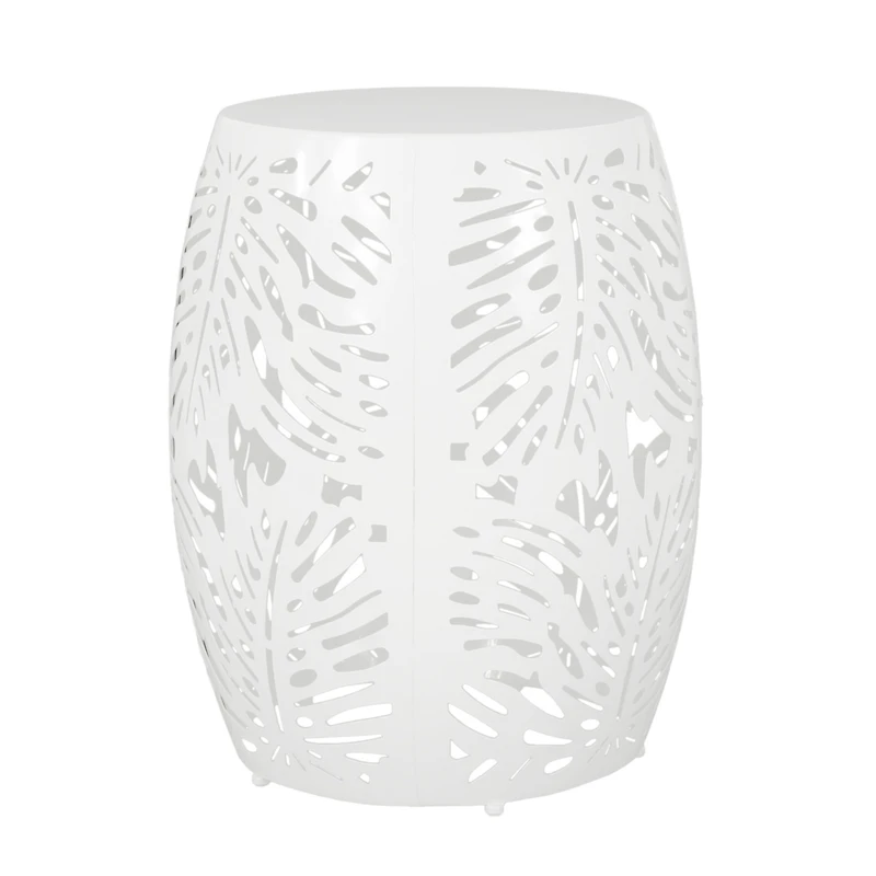 Modern Palm Leaf Side Table with Durable Iron Frame