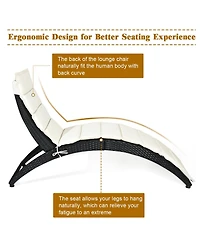 Gymax 2PCS Foldable Rattan Wicker Chaise Lounge Chair w/ Cushion Patio Outdoor