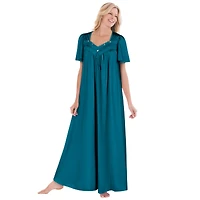 Only Neccessities Plus Necessities Long Silky Lace-Trim Gown