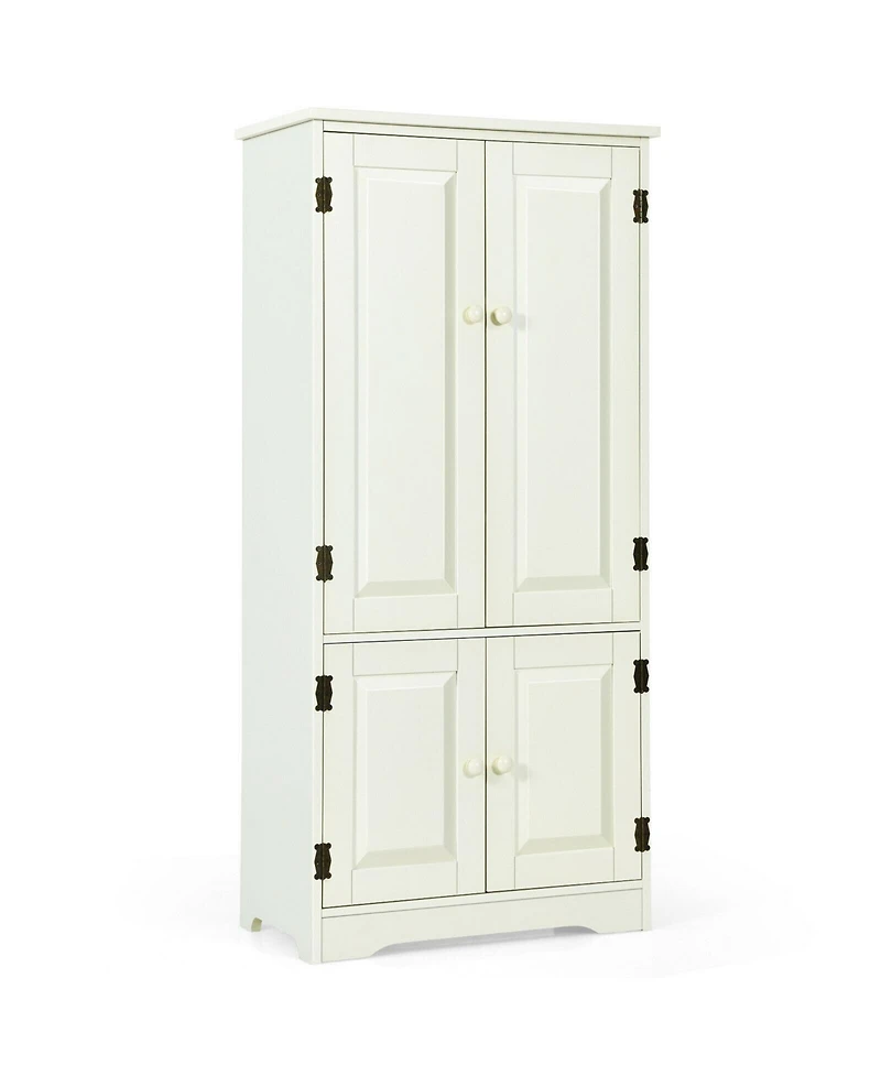 Slickblue Accent Floor Storage Cabinet with Adjustable Shelves Antique 2-Door-Cream White