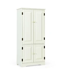 Slickblue Accent Floor Storage Cabinet with Adjustable Shelves Antique 2-Door-Cream White