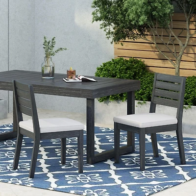 Streamdale Acacia Wood Slat-Back Dining Chair with Washable Cushions