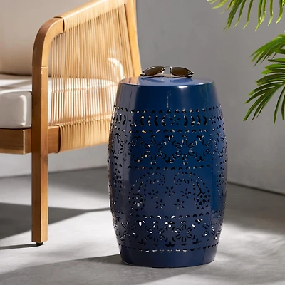 Streamdale Lace-Cut Barrel Side Table Stylish, Durable, Versatile