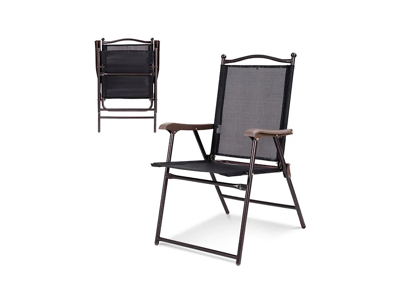 Slickblue Set of 2 Patio Folding Sling Back Camping Deck Chairs