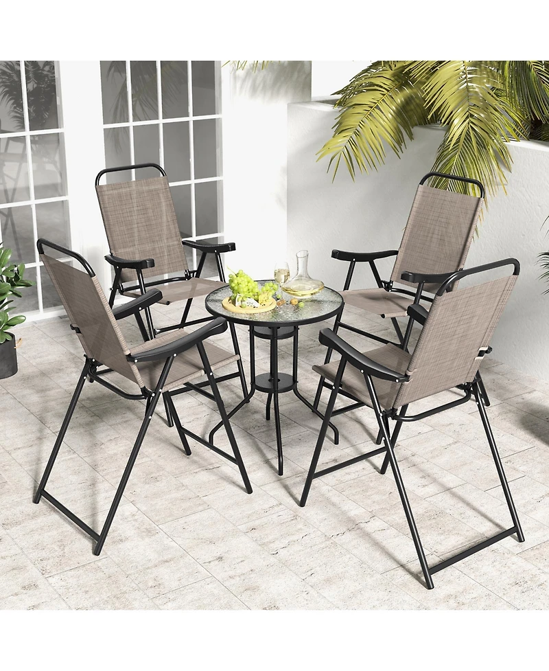 Slickblue Patio Folding Bar Stool Set of with Metal Frame and Footrest