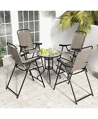 Slickblue Patio Folding Bar Stool Set of with Metal Frame and Footrest