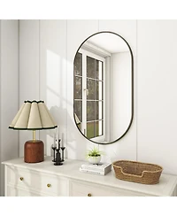 Homlux Oval Wall Mounted Mirror 20"x36" in Black