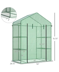 Outsunny 56" x 29" x 77" Small Walk-in house w/3 Tier Shleves,